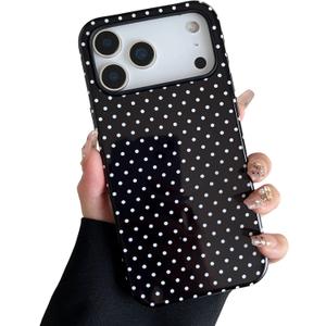 ZTOFERA Magnetic Case for iPhone 17 Pro Max, Compatible with Magsafe, Polka Dot Aesthetic Phone Case Cute for Girl Women, Hard PC+Soft TPU Protective Phone Cover for iPhone 17 Pro Max-Black