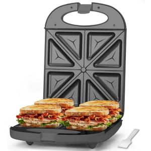 Bakers Friend Breakfast Sandwich Maker, 4 Slices of Panini Grill Press Sandwich Maker, Electric Sandwich Maker with Indicator Light, Grill Cheese & Egg Muffin Sandwich Maker, Graphite