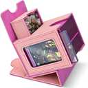 Card Deck Box for MTG with Display Window, Commander Deck Box Fits 100+ Double-Sleeved Cards, Magnetic Closure Card Storage Box with Divider, Dice Tray and 35PT Card Holder, Pink