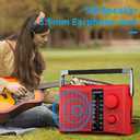 LEOTEC Portable AM FM Radio with Best Reception AC & Battery Operated Big Speaker,Large Tuning Knob,Clear Dial,Earphone Jack for Gift (Red)