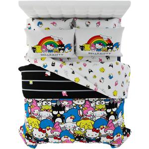 Franco Collectibles Hello Kitty & Friends Bedding 7 Piece Super Soft Comforter and Sheet Set with Sham, Queen, (Official Licensed Product)