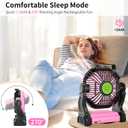 Portable Fan Rechargeable Camping Essentials, Cordless Camping Fan Battery Powered with Led Lights & 360Hook, USB Battery Operated Fans for Women,4 Speeds Tent Portable for Traveling X23 Pink