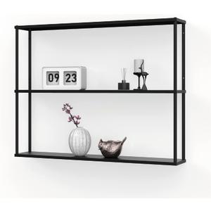 Mango Steam Wall-Mounted Steel Shelving Unit - 28" H X 36" W X 6" D - Black - for Kitchen, Storage, or Display Use.