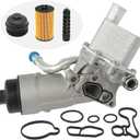 Engine Oil Cooler Filter Housing Assembly Adapter with Gasket, Filter Insert, Cap Compatible with 2011-2021 Chevy Cruze Sonic Trax Buick Encore 1.4L Turbo Replace 55566784 918-428 55565388 88179-91400