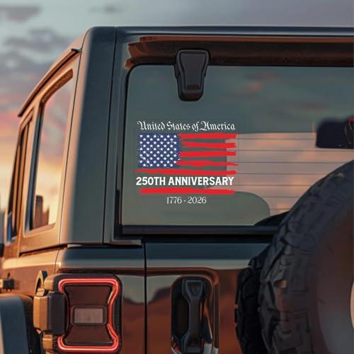 2pcs 1776-2026 250th Anniversary of The Independence of USA United Stated of America Car Decal Sticker, American Flag Patriotic Vinyl Bumper Sticker, for Car Windows, Pack Of 2
