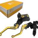 M MATI Upgrade Universal 7/8" 22mm Handlebar Brake Master Cylinder Clutch Lever Set Left & Right Motorcycle Levers Compatible with Yamaha Honda Kawasaki Suzuki Harley(Gold)
