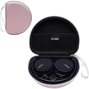 LTGEM Case Compatible with Sony MDR-ZX110 / MDRZX110AP / MDRZX110NC / MDR-ZX310AP ZX Series Wired On-Ear Headphones, Black+Pink(Case Only)