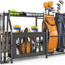 WALMANN Garage Sports Equipment Organizer, Ball Storage Stand, Indoor Golf Bags Stand for Garage