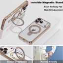 Compatible with iPhone 17 Pro Case with Invisible Magnetic Ring Stand [Compatible with Mag-Safe] [Full Camera Lens Protector] Plating Clear Phone Case for iPhone 17 Pro 6.3", Desert Gold