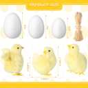 9 Pcs Spring Easter Chicken Decoration Set 4 Pcs Realistic Plush Little Chick Figurine Fluffy Chicks 4 Pcs Craft Foam Egg 1 Bag Yellow Easter Grass for Photography DIY Crafting Easter Hunt Party