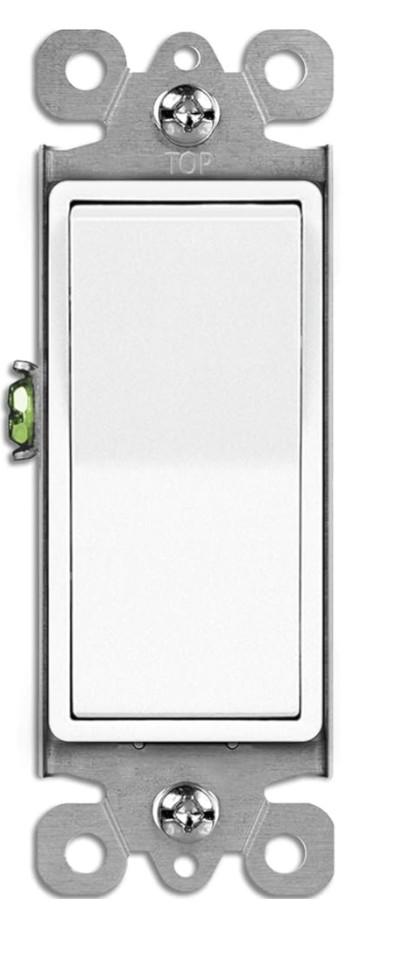 BESTTEN 20 pack 3-Way Decorator Light Switch, 15A 120/277V, Single Pole or Three Way, Rocker Paddle Wall Switch, On/Off Rocker Interrupter, UL Listed, White