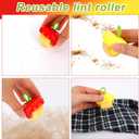 2pcs Mini Portable Lint Roller for Pet Hair, Reusable and Washable Small Sticky Roller Cute Pocket Bell Pepper Shape Dog Cat Hair Remover for Clothes Furniture Car Seats Travel Home Use (Red, Yellow)