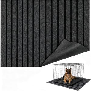 Dog Crate Mat 63"x47" Extra Thick Waterproof Non-Slip Kennel Pad, Absorbent Striped Design for Under Crate, Reusable & Washable Dog Mat for Crate