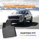 KUST Floor Mats Set for Kia Sorento 2021-2025 2026 (6 Seater, Not for Hybrid), All Weather Rear Trunk Cargo Liner with 2nd Row Back Seat Protector Full Set Car Mats Accessories TPE Rubber Raised Edge