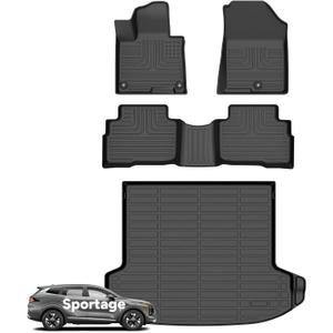 Wayhigh Floor Mats & Cargo Liner for Kia Sportage Hybrid 2026(Only for HEV, Not for PHEV) All Weather TPE Car Mats Waterproof Heavy Duty Floor Liners Custom Fit for Sportage Hybrid 2026 - Black