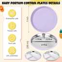 Nuogo 3 Pack Stainless Steel Suction Toddler Plates 9 Divided Baby Feeding Plates with Silicone Sleeve Non-slip Kids Dishes for Baby LED Weaning Self-feeding, Dishwasher Safe (Green,Orange,Purple)