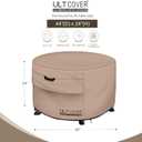 ULTCOVER Patio Fire Pit Table Cover Round 44 inch Outdoor Waterproof Fire Bowl Cover, Round-44"(D)x24"(H), Brown