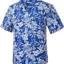 Hawaiian Shirt for Men Casual Summer Short Sleeve Beach Vacation Aloha Hawaii Button Down Shirt Holiday (Blue, XXL)