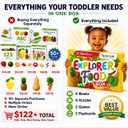 TOYVENTIVE Preschool Learning Activities – Montessori Toddler Toys with Educational Flashcards, Matching Games and Food-Themed Activity Cards for Early Skills, Visual Recognition – Ages 1 & 2