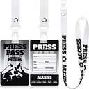 Outus 10 Sets Press Party Pass Kits Press Pass Badge with Lanyard Novelty ID Badge Prop Costume Lanyard Label Tag for Costume Party Reporter Cosplay Birthday Favors