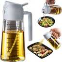 TrendPlain 16oz/470ml Glass Olive Oil Sprayer for Cooking – 2 in 1 Olive Oil Dispenser Bottle for Kitchen Gadgets and Air Fryer Accessories, Salad, BBQ - Ash