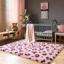 BENRON Soft Rugs for Girls Kids Bedroom 3x5, Fluffy Leopard Cheetah Print Rugs for Living Room Dorm Nursery Home Decor, Pink