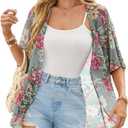 Women's Floral Kimono Cardigan Lightweight Beach Cover Up for Summer Loose Fit Casual Top, 3XL