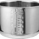 Baluue Stainless Steel Rice Cooker Inner Pot, 4L, Widely Compatible, Easy Clean, Suitable for Home Use, Silver, Household Rice Cooker Inner Pot, 8.66x8.66x5.19 Inches
