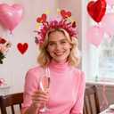 2 x Valentines Day Headband for Kids Hearts Red Headbands for Girls Pink Glitter Cupid Costume for Women Valentine Decoration(Big)