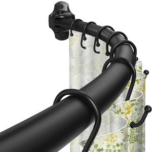 Curved Shower Curtain Rod, Rust Resistant, Adjustable Length 42-73 inches for Shower, Bathroom, Hole Punch Required. (Black)