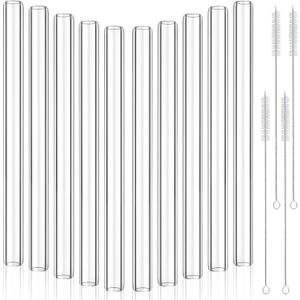20pc 12in Glass Borosilicate Blowing Tubes, 12mm OD, 8mm ID, 2mm Thick Wall Clear Glass Pipe with 4 Cleaning Brush for Laboratory Experiment