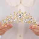 JWICOS Gold Headband Wedding Headband for Women Crystal Queen Hair Accessories Princess Headpiece for Bride Party Prom (Gold)