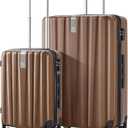 Hanke Luggage Sets 2 piece Carry On Luggage with Wheels PC Hard Shell Suitcases Lightweight Checked Travel Luggage Large Travel Suitcase Woman Men 20/29 Inch Brown