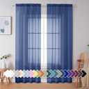Simplebrand Royal Blue Sheer Curtains 84 Inches Long 2 Panels, Light Filtering Rod Pocket Solid Color Window Sheer Curtain Panels, Elegant Curtains & Drapes for Living Room, Bedroom, 42" W x 84" L