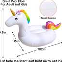 TURNMEON 102" Giant Unicorn Pool Float Inflatable Summer Beach Float Swimming Pool Party Toys Ride-on Lounge Raft Water Pool Floatie for 2-4 Multi Players Adults Lake Floats, Flamingo/Unicorn