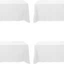BRILLMAX 4 Pack White Tablecloths 90 x 132 Inch for 6ft Rectangle Tables - 150 GSM Polyester Fabric, Floor Length Drop, Water, Stain & Wrinkle Resistant Cloth Cover for Wedding Reception Banquet