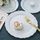 Upassion 100 Pieces White Plastic Plates - 7.5 inch White Dinner Disposable Plates - Premium Hard Disposable Dinner Plates - Party Supplies for Birthdays, Celebrations, Wedding and Events