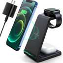 3 in 1 Wireless Charging Station, 2026 Upgraded Fast Desk Charger Station for iPhone 17 16 15 14 13 12 Pro Max Plus, Charger Stand for Apple Watch 10 9 8 7 6 5 4 3 2 SE, Airpods 4 3 2 Pro(Black)