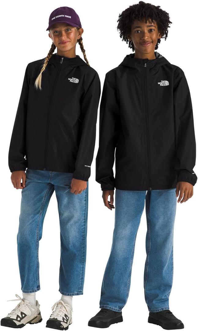 The North Face Unisex Kids Zipline Rain Jacket - Waterproof Rain Coat, Secure Zip Pockets, Weather Ready Hood (Large, Tnf Black)