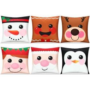 Breling Christmas Pillow Covers 18 x 18 Inches, Soft Plush Faux Fur Wool Couch Throw Xmas Cushion Cover for Holiday Sofa Chair Bed Home Decorative