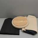 B FSOBEIIALEO Ottoman with Stroage, Round Sherpa Storage Ottoman Stool, Boucle Foot Rest 14.6"x14.6"x17.7"（Beige