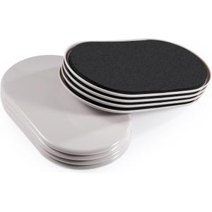 Large Furniture Sliders for Carpet & Hardwood Floors, 8 PCS 9-1/2" x 5-3/4" Oval Reusable Heavy Duty Furniture Movers Sliders, Easily and Safely Move Any Item, Beige