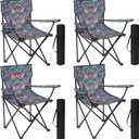 4 Pcs Floral Folding Chairs for Outside, Camping Chairs Set, Portable Lawn Chair with Armrests & Carry Bags, Outdoor Travel Lightweight Folding Chair for Picnic & Beach(Floral Jungle), 19.7 x 19.7 x 31.5 inches