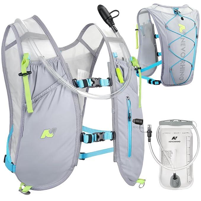 N NEVO RHINO Running Vest,Hydration Vest 5L with 1.5L Water Bladder,Lightweight Hydration Pack Water Backpack for Hiking Race (Gray)