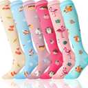6 Pairs Compression Socks for Women Men Knee High Comfort Circulation Support Socks for Athletic Running Cycling (Medium)