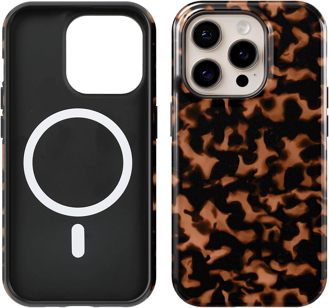 Compatible with iPhone 15 Pro Max Case [Compatible with MagSafe] -Shockproof Protective Slim Soft TPU Cover Phone Case 6.7" (Turtle Shell, iPhone 14 Pro 6.1")