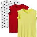 StyleSavvy 3-Pack Girls Dance & Gymnastics Tank Tops with Buckle Trim Everyday Casual & Versatile Wear Yellow Red White Size 150