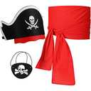 Vicenpal Pirate Costume Accessory Set Kids Pirate Eye Patches Sash Belt Captain Hat for Gasparilla Party Toddler Role Play