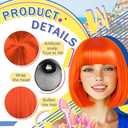 Short Bob Hair Wigs Straight with Flat Bangs Synthetic Colorful Cosplay Daily Party Neon Wig for Women + Free Wig Cap 12" Natural As Real (Bob, Orange)