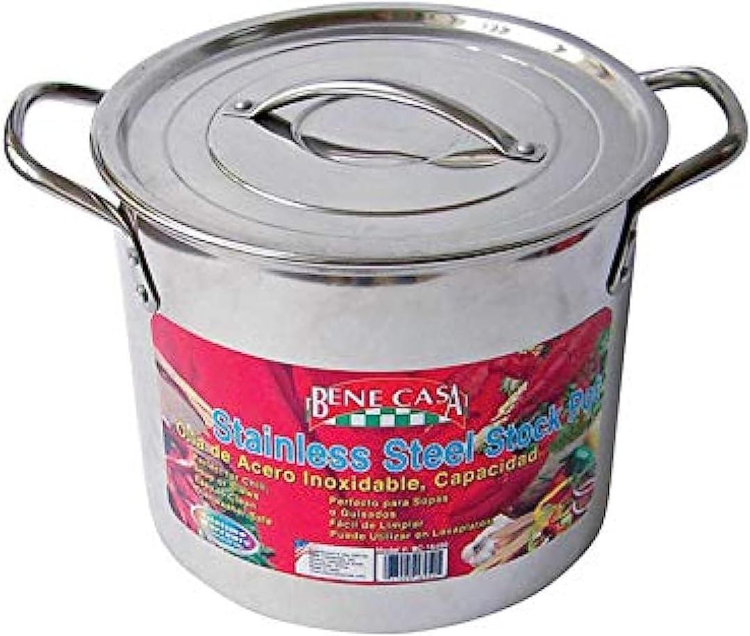 Bene Casa Stock Pot 12 Qt. Stainless Steel 9.21" Dia. X 7.32" H